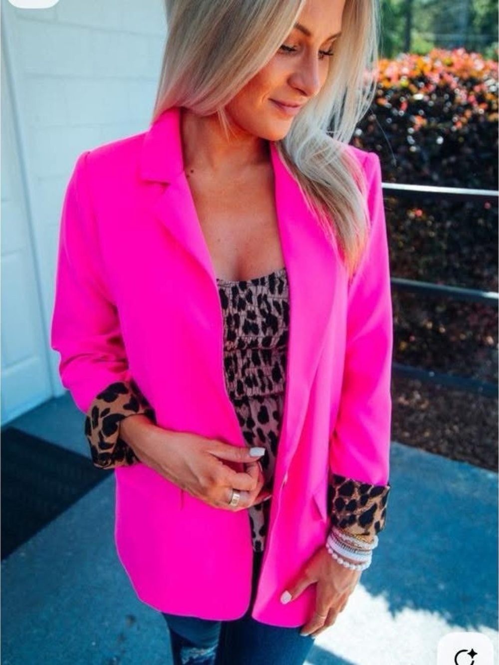 All Eyes On Me Leopard Animal Print Hot Pink Blazer Jacket small - Picture 3 of 7